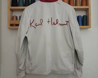 Giacca reversibile vintage rara di Karl Helmut con logo grande, taglia M.