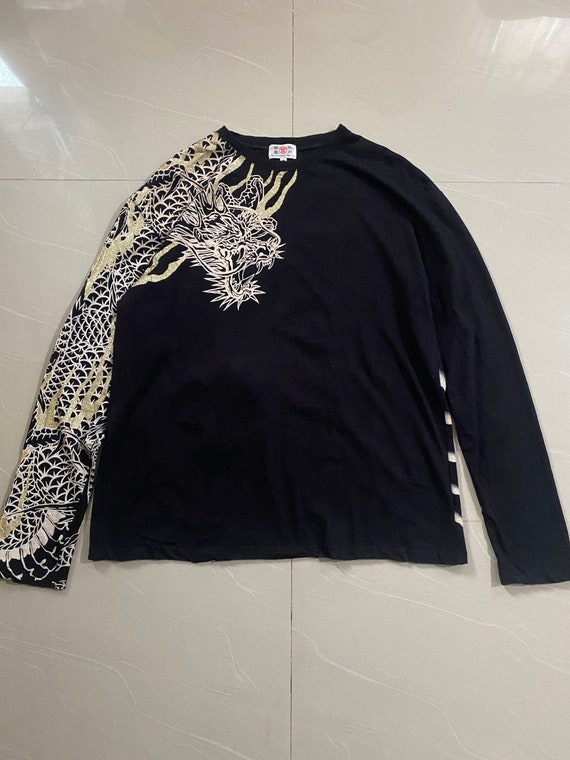 90s vintage embroidery shirt 和　スカシャツ Men's Vintage 90's Street Savy Japanese Dragon Button up