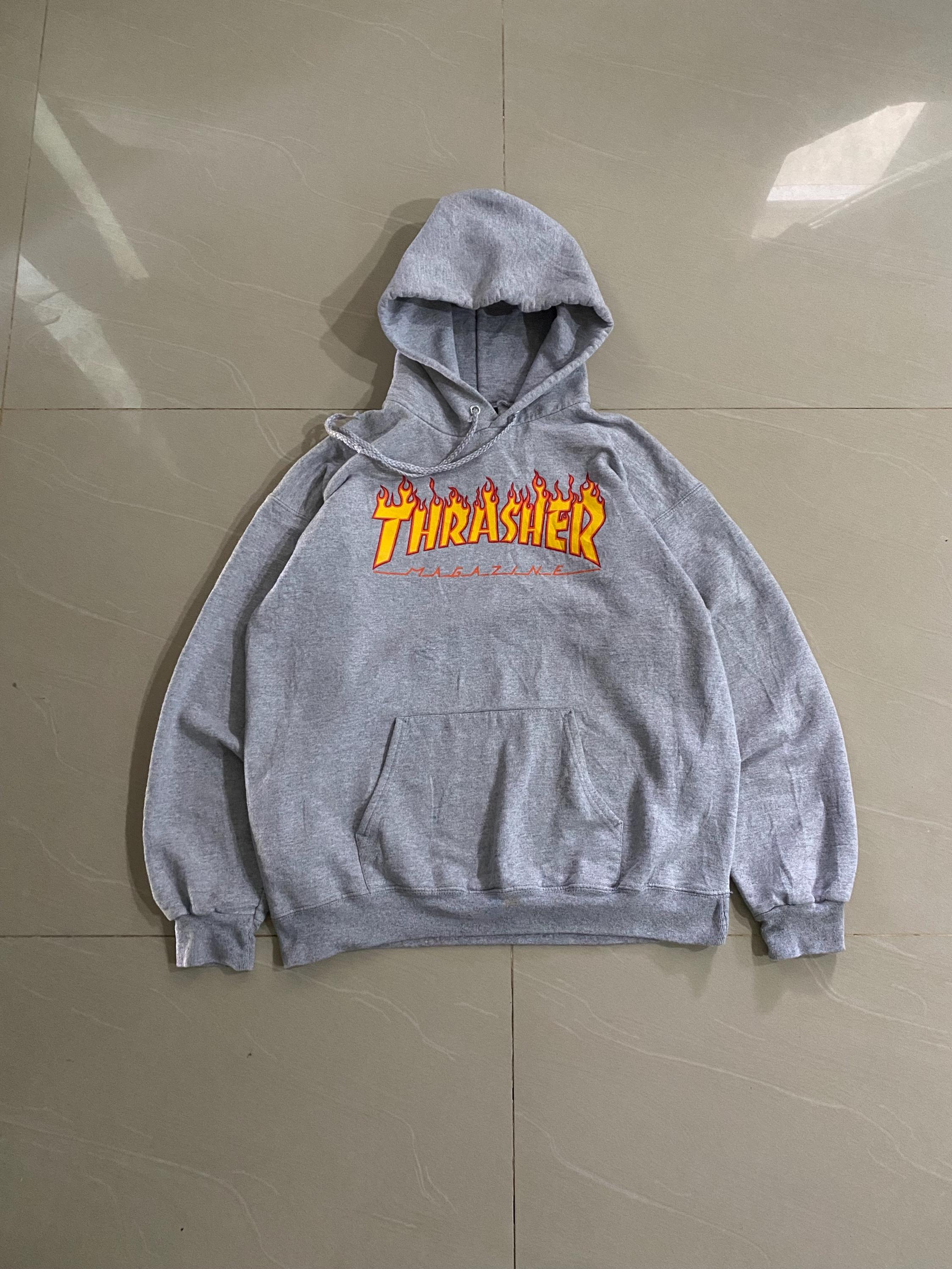 Vintage Thrasher Magazine Flams Skateboards Hoodie Medium Size