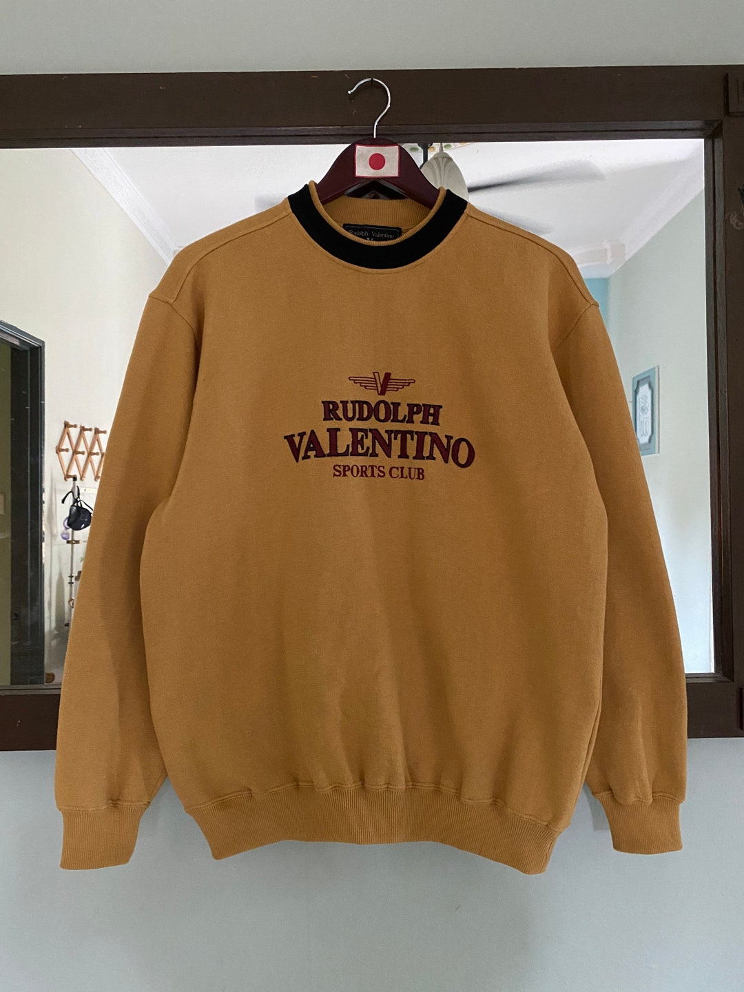 Vintage Rudolph Valentino Sweatshirt Embroidery Big Logo Medium