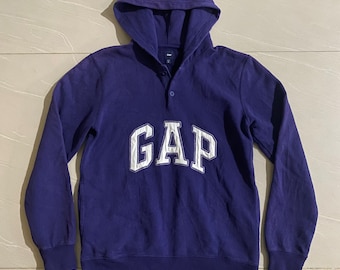 Sudadera con capucha morada Vintage Gap con media cremallera, talla mediana