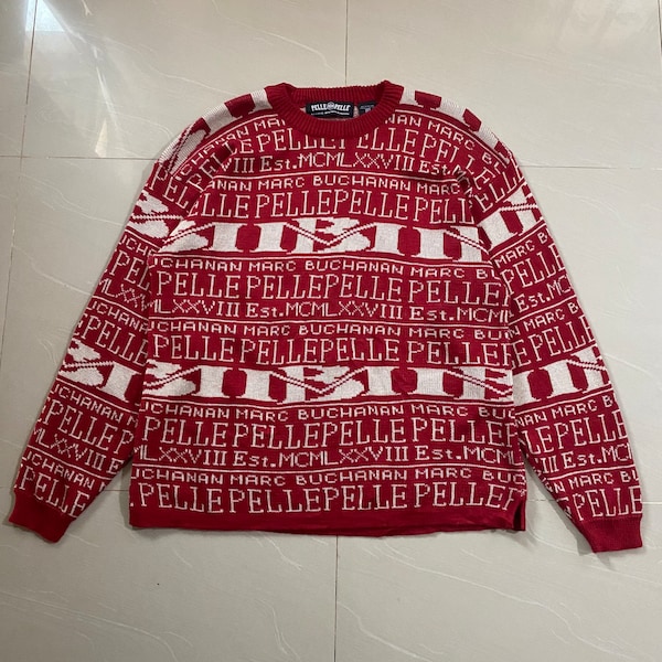 Seltener Pelle Pelle Marc Buchanan Full Print Strickpullover XL Größe