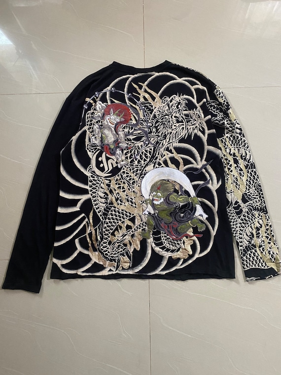 Vintage the Japanese Tradition Long Sleeve Embroidery Big Logo 