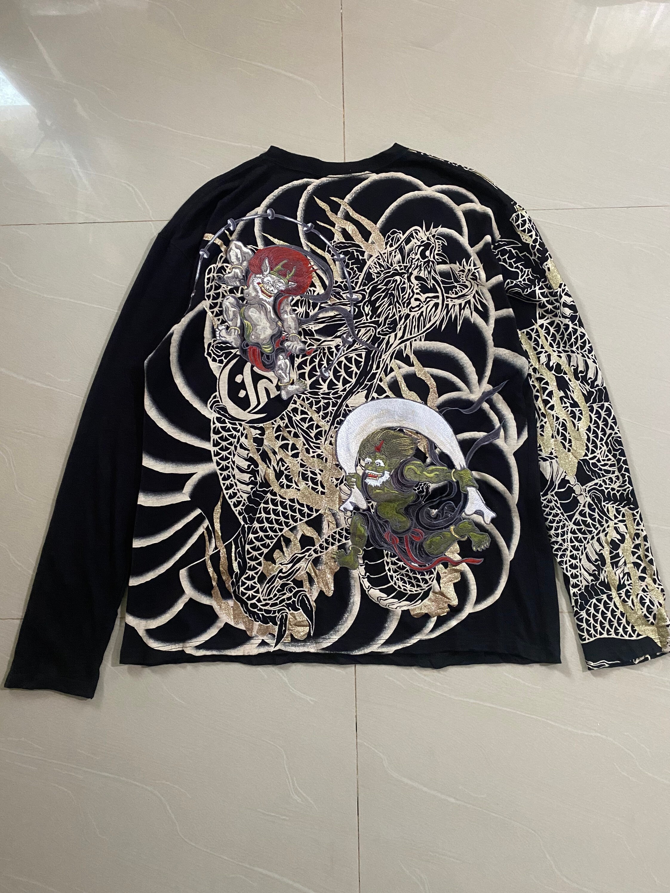 Vintage the Japanese Tradition Long Sleeve Embroidery Big