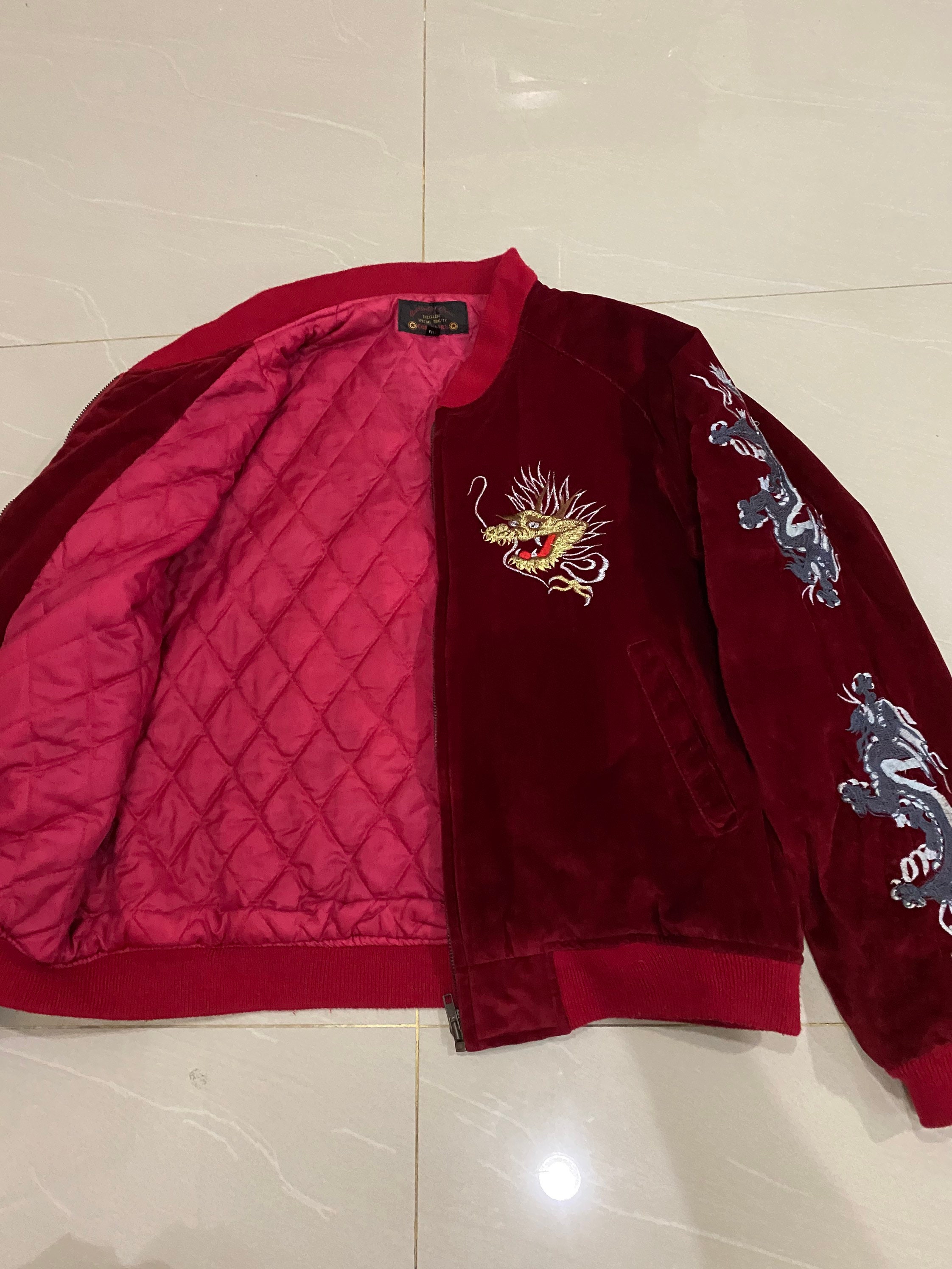 希少 スカジャン ジャケット レッドベルベットジャケット 刺繍 希少 スカジャン ジャケット レッドベルベットジャケット 刺繍