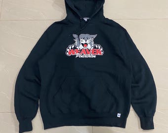 Vintage Black Russell Athletic Hoodie , Heavyweight, Classic 90s