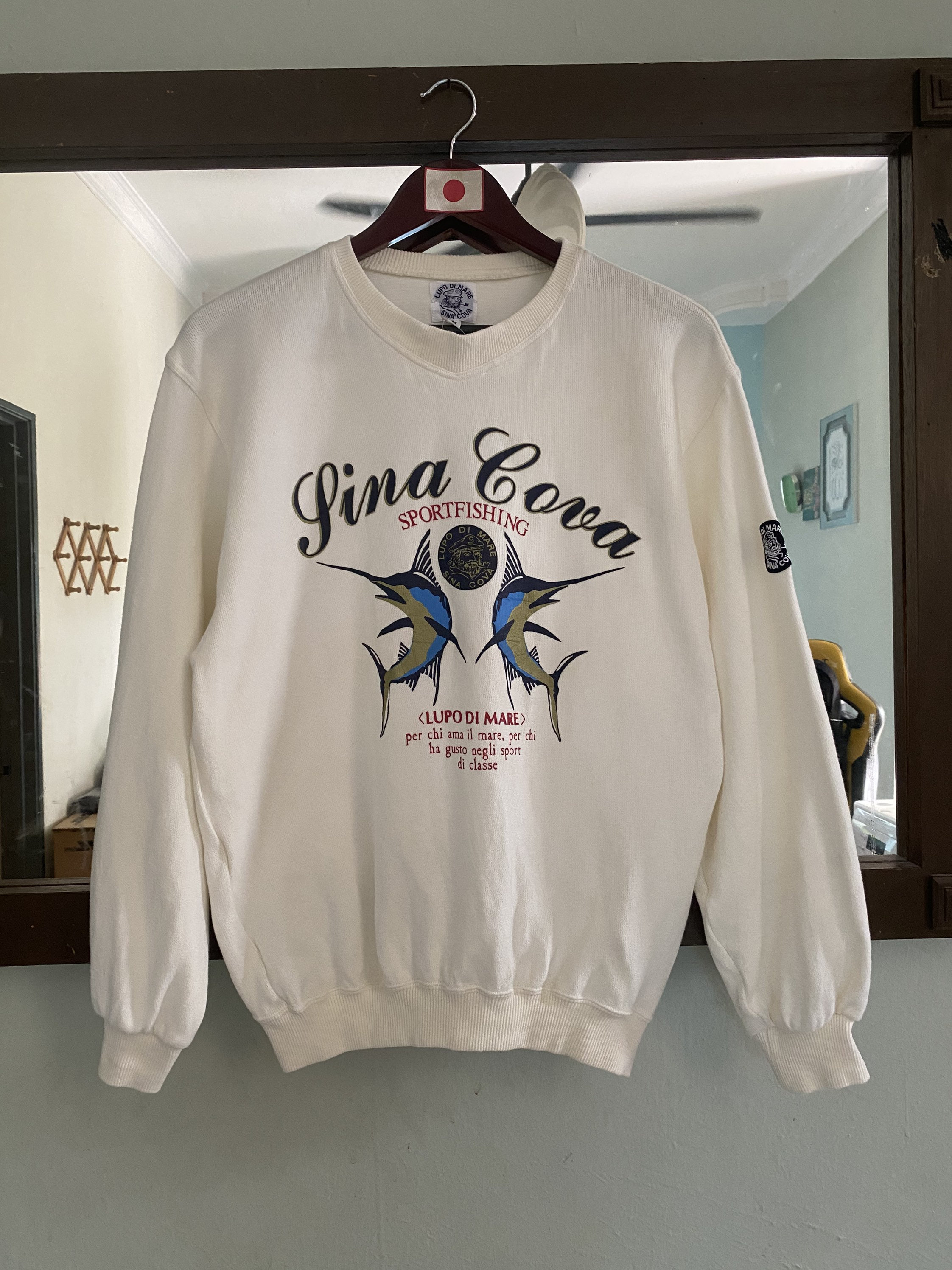 Vintage Lupo Di Mare Sina Cova Sportfishing Sweatshirt Medium Size