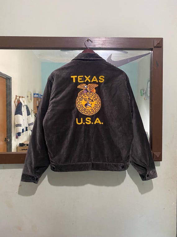 Vintage Wrangler Texas Usa FFA Style Brown Velvet Jacket L Size - Etsy