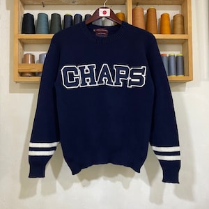 Vintage Chaps Ralph Lauren Knit Wear Sweatshirt Big Logo Medium Size Jumper