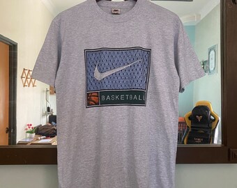 Vintage 90s Nike Basketball Tshirt Big Logo Nike Large Size