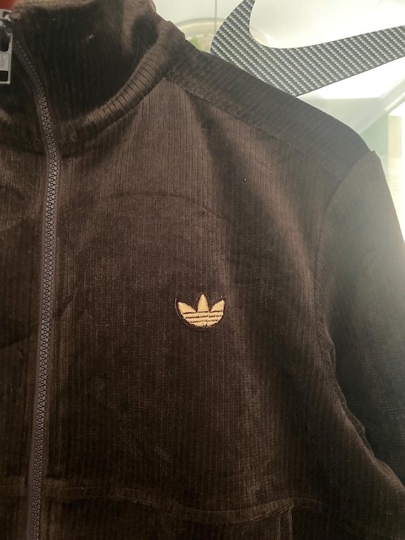 Vintage 80s Adidas Velvet Ziper Jacket L Size 5 Brown Jacket - Etsy
