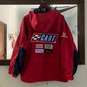 Kurtka HONDA Light Jacket Vintage z kapturem Honda Racing Budweiser Rally Art Kool Red w dużym rozmiarze