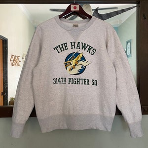 Vintage Buzz Rickson The Hawks 314th Fighters  Sweatshirt L /M Size Made In Japan