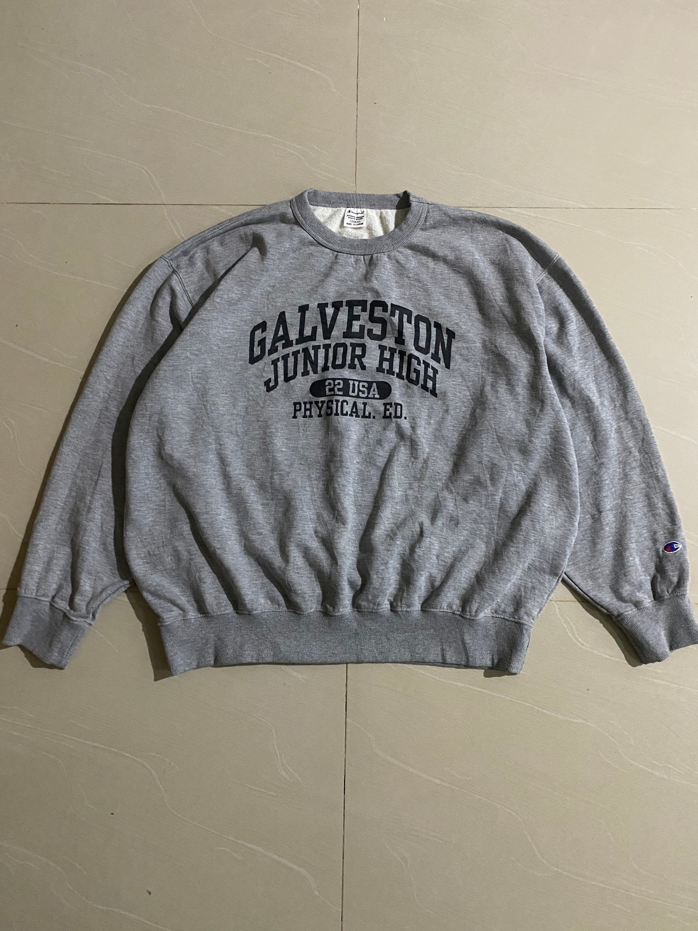 Vintage Champion Galveston Junior High Physical.ed Sweatshirt Big