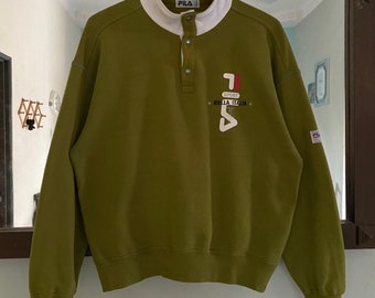 Vintage Fila Sport Biella Italia sudadera de medio botón tamaño mediano