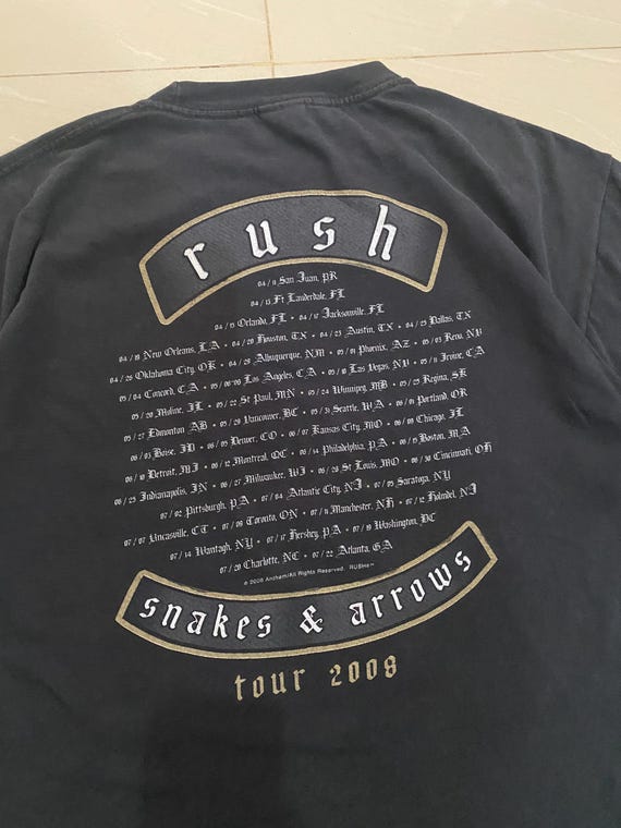 Vintage Y2k Rush Snakes Arrows Tour Tee Large Size - Etsy