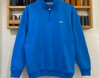Sudadera vintage Fila con cremallera alta y logotipo bordado, talla grande