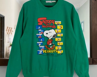 Vintage 90s Snoopy and Hit Friends Peanuts Sweatshirt Big Logo Large Size