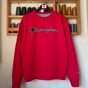 Vintage Rare Champion Sweatshirt Embroidery Big Logo Medium Size Jumper