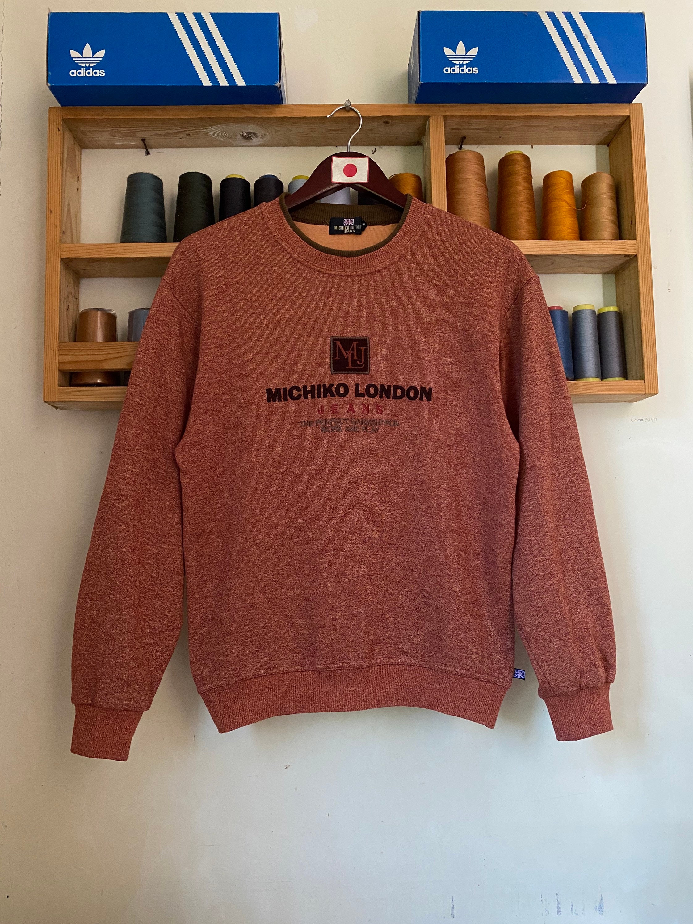 Rare Michiko London Jeans Sweatshirt Embroidery Big Logo Small