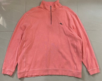 Rare Tommy Bahama Sweatshirt Half Zip Big Size 2XL Jumper