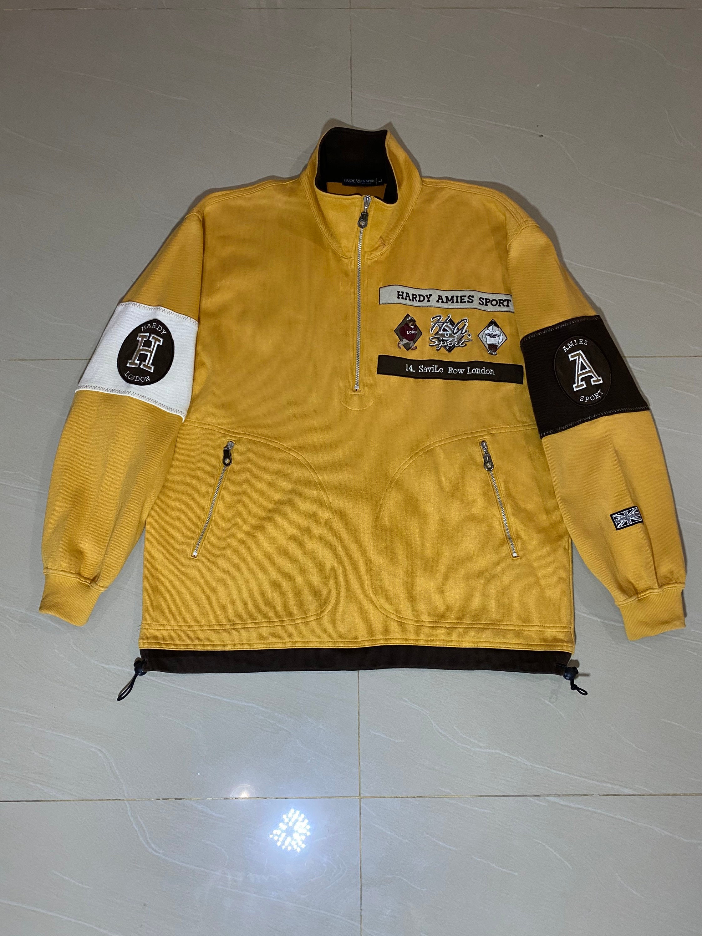 Rare Hardy Amies Sport Sweatshirt Embroidery Big Logo Half Zip 