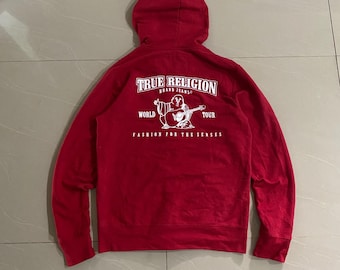 Vintage True Religion World Tour Zipper Hoodie Mellanstorlek Mode för sinnena