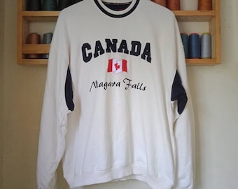 Vintage New Era Canada sweater sweatshirt Embroidery big logo jumper. Large size