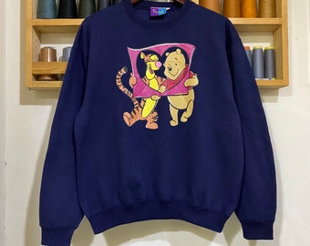 Vintage Pooh Sweatshirt Big Logo Large Size Jumper