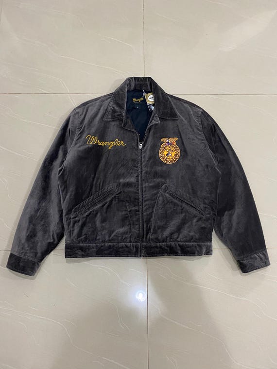 Vintage Wrangler Texas Usa FFA Style Brown Velvet Jacket L Size - Etsy