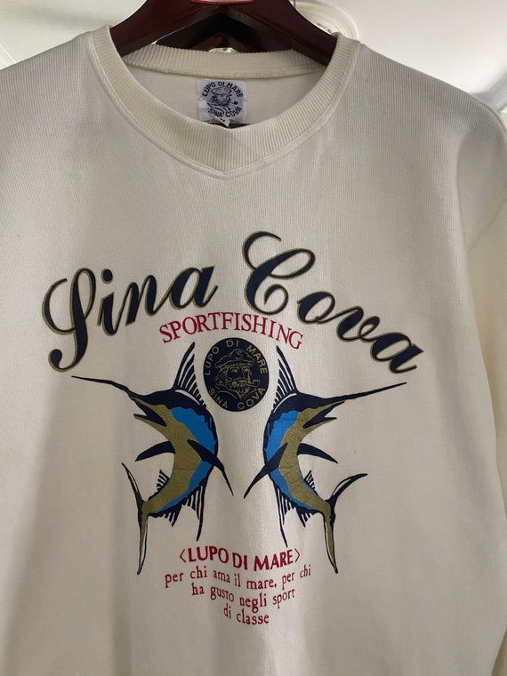 Vintage Lupo Di Mare Sina Cova Sportfishing Sweatshirt Medium Size