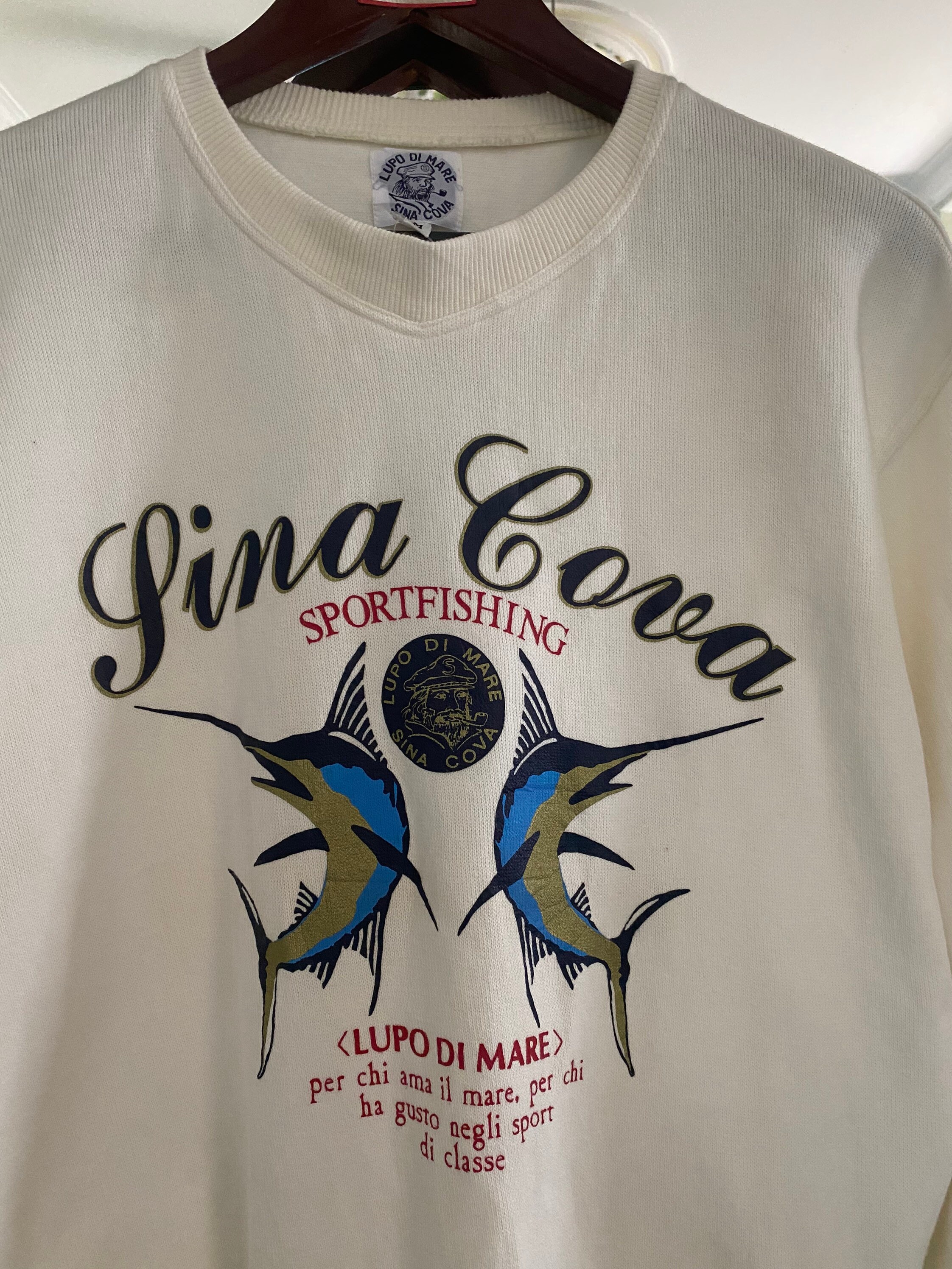Vintage Lupo Di Mare Sina Cova Sportfishing Sweatshirt Medium Size