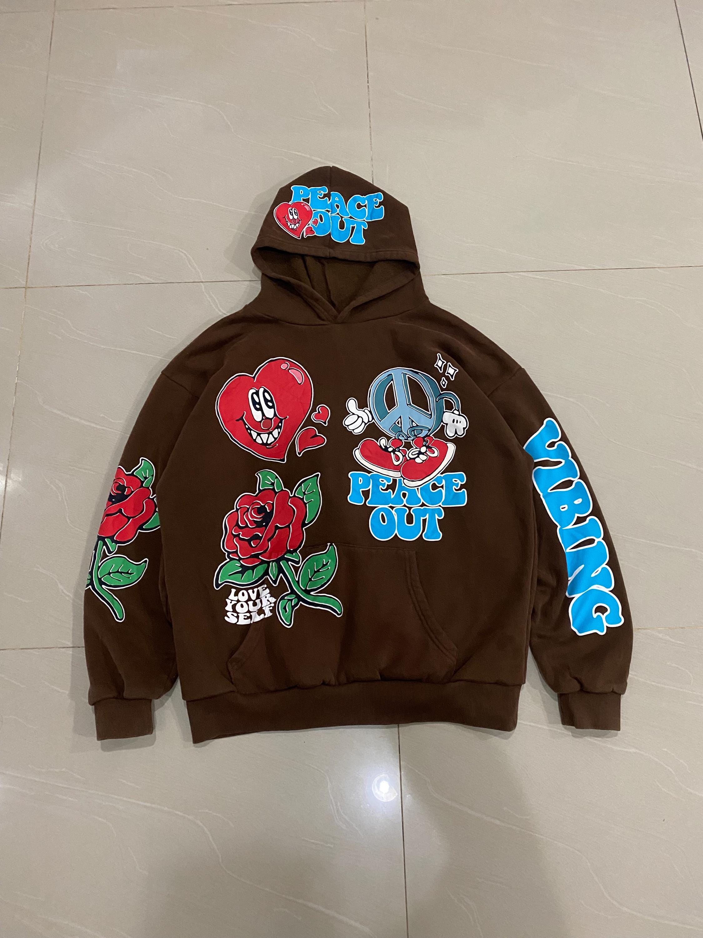 Rare Pacsun Peace Out Vibing Brown Hoodie Large Size - Etsy