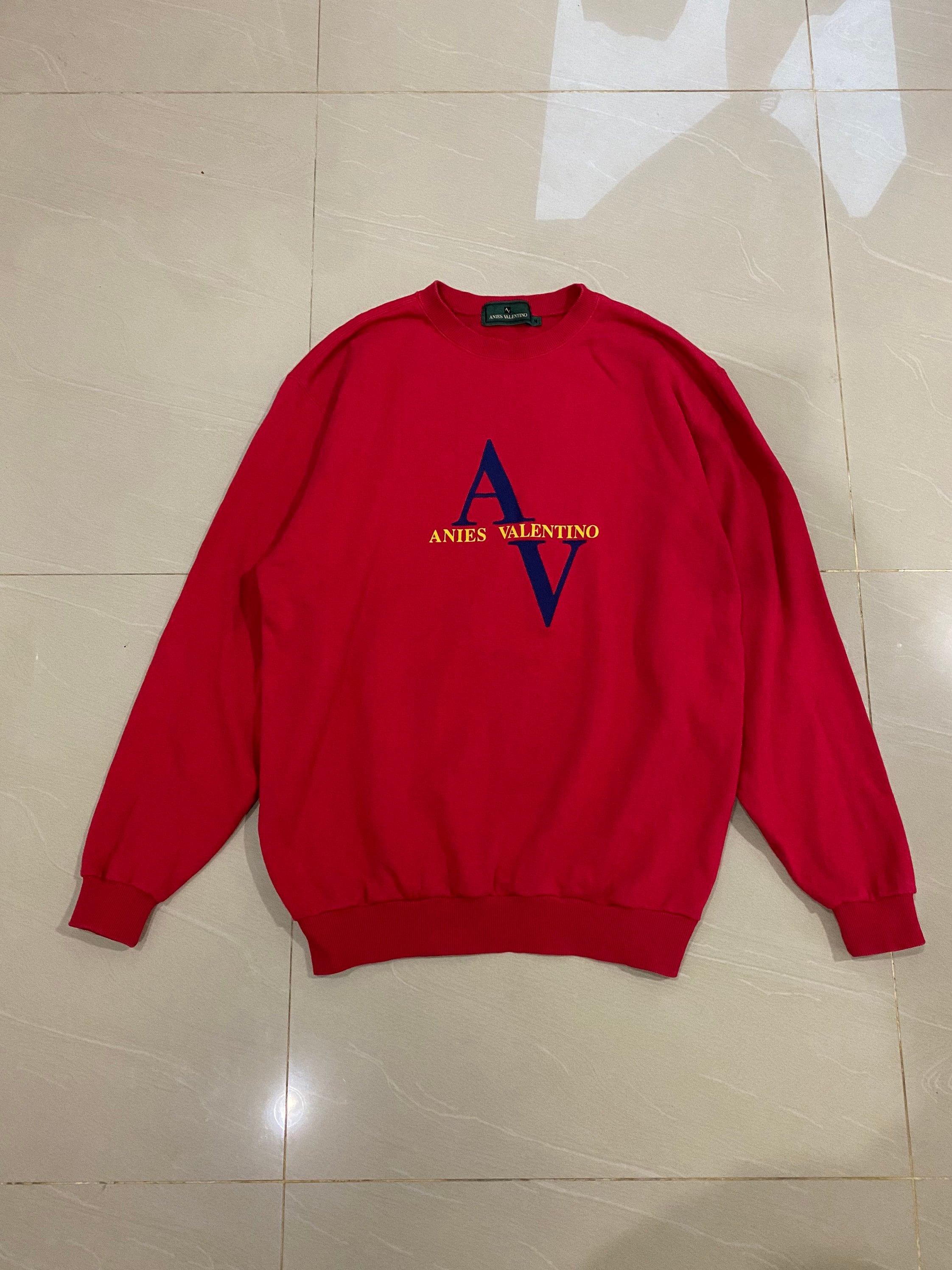 レア Anies Valentino スウェットシャツ 刺繍 ビッグロゴ ミディアム 