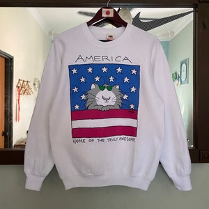 Felpa vintage anni &#39;80 America Home of The Truly Awesome, taglia L/M, realizzata negli Stati Uniti.