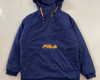 Rare Fila Winter Hoodie Jacket Half Zip Puffer Medium Size