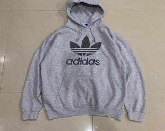 Sudadera con capucha vintage de Adidas con logo grande, talla grande