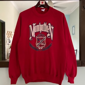 Vintage 90s Manhattan New York College Sweatshirt Big Logo XL Size