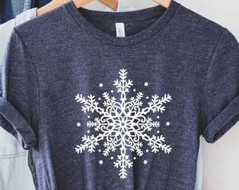 Chemise de flocon de neige, T-shirt de Noël, chemise de Noël, chemise drôle de fête de Noël, chemise de Noël pour femmes, chemise de Noël d’hiver en flocon de neige