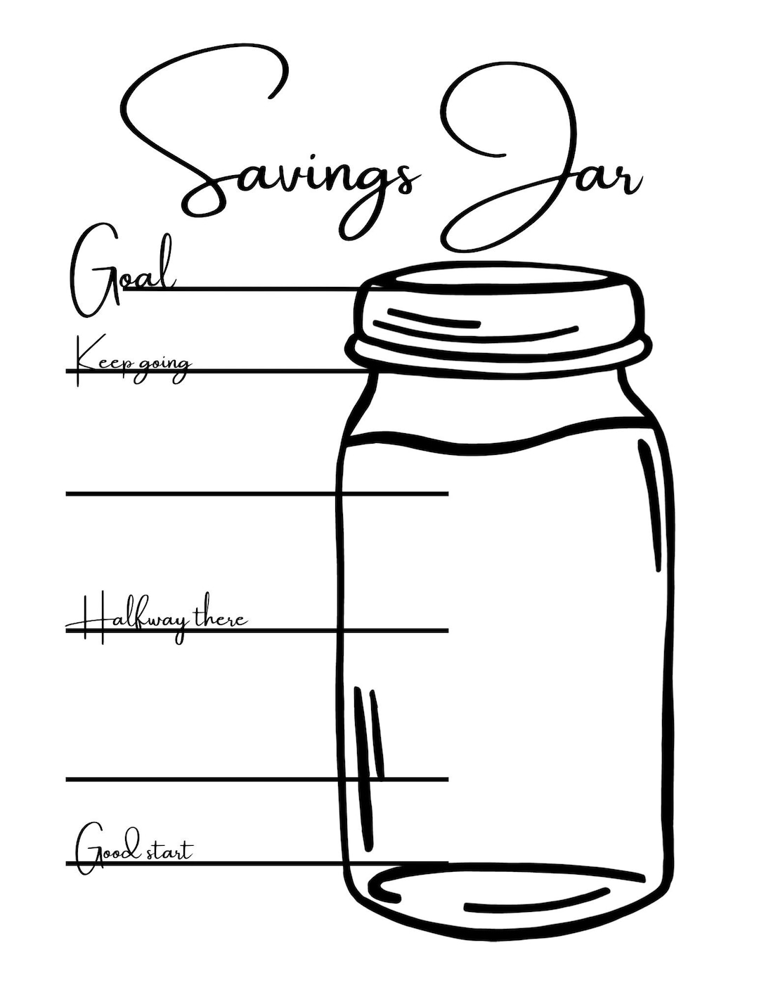 Savings Jar Motivation Printable File - Etsy