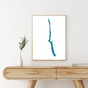 Carte cartographique découpée en papier du lac Kootenay, Colombie-Britannique 9"x12" | Art mural | Affiche | Imprimer | Art cartographique | Décoration murale