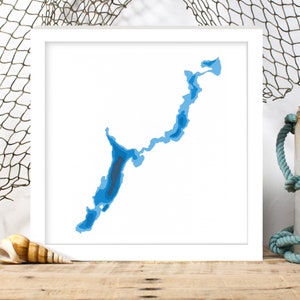 Kashagawigamog Lake 30,5 x 30,5 cm : carte en carton découpé | Art mural | affiche | Imprimer | Art de la carte | Décoration murale