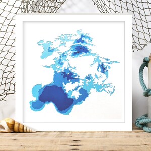 Le lac des Bois, carte de 12 x 12 po. en papier découpé | Art mural | affiche | Imprimer | Art de la carte | Décoration murale