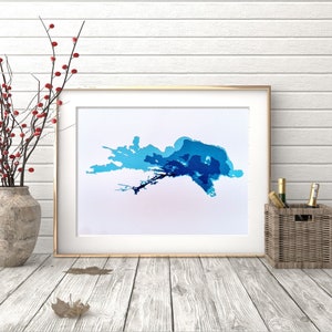 du lac Nipissing, 9 x 12 po. Carte en papier cartonné | Art mural | affiche | Imprimer | Art de la carte | Décoration murale