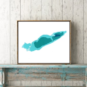 du lac Érié, carte de cardtographie en papier découpé de 20 x 10 po. | Art mural | affiche | Imprimer | Art de la carte | Décoration murale
