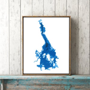 Carte cartographique découpée en papier de Buckhorn Lake 8"x10" | Art mural | Affiche | Imprimer | Art cartographique | Décoration murale