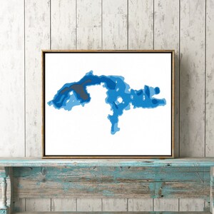 Ramsey Lake 8"x10" Mapa de cartografía de corte en papel / Arte de pared / Póster / Impresión / Arte de mapa / Decoración de pared