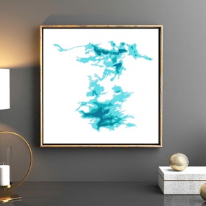 Wahwashkesh Lake 12"x12" Mapa de cartografía de corte en papel / Arte de pared / Póster / Impresión / Arte de mapa / Decoración de pared
