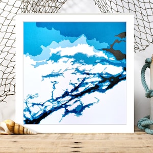 La rivière des Français 12 x 12 po. Carte cartographiée en papier découpé | Art mural | affiche | Imprimer | Art de la carte | Décoration murale