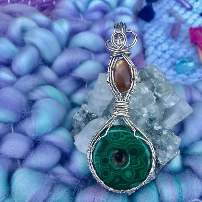 Malachite /& Sunstone pendant SS